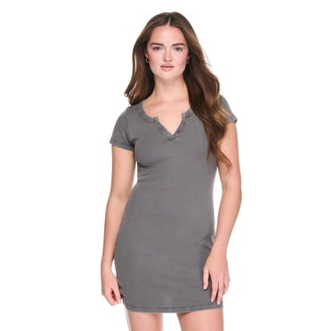 Robe à encolure Henley et à manches courtes No Boundaries pour femmes