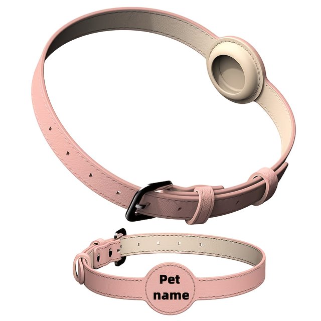 Chok Customizable Pet Tracking Collar with GPS Tracker - Durable Faux Leather Adjustable Strap Multiple Colors (Brown Black Light Blue Pink) for Dogs & Cats Prevents Loss Easy to A