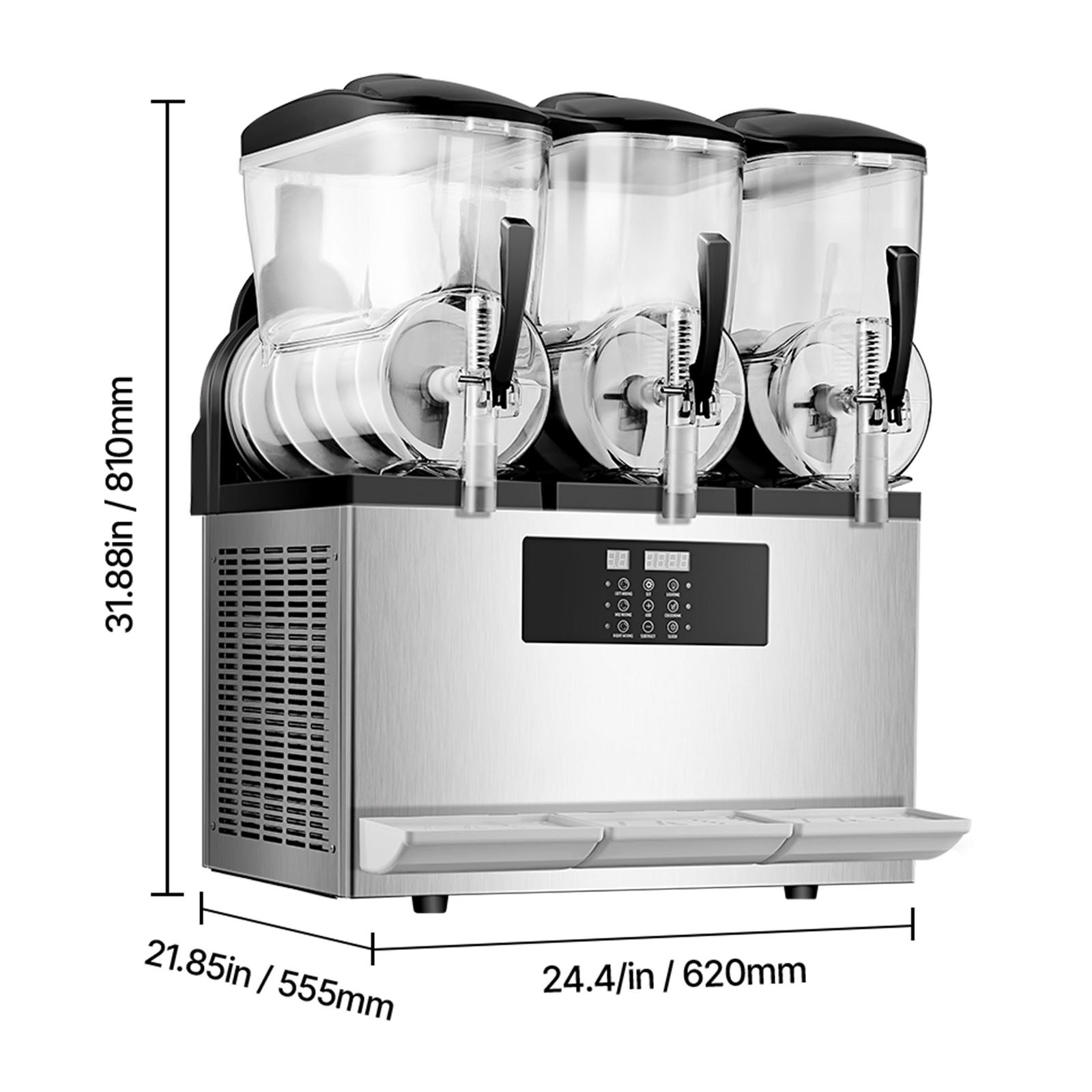 KFFKFF Commercial Slushy Machine, 12Lx3 Triple Tank Frozen Drink