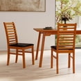 thumbnail image 2 of Costway Modern Dining Chair Set of 2 Kitchen Chair with Rubber Wood Legs & Slatted Backrest Brown, 2 of 9