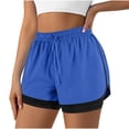 thumbnail image 1 of Plebaso Women's 2 in 1 Running Shorts Elastic Waist Drawstring Athletic Shorts Lightweight Workout Shorts, 1 of 6