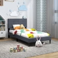 thumbnail image 1 of Gymax Twin Upholstered Platform Bed Mattress Foundation Button Tufted Headboard Gray, 1 of 10