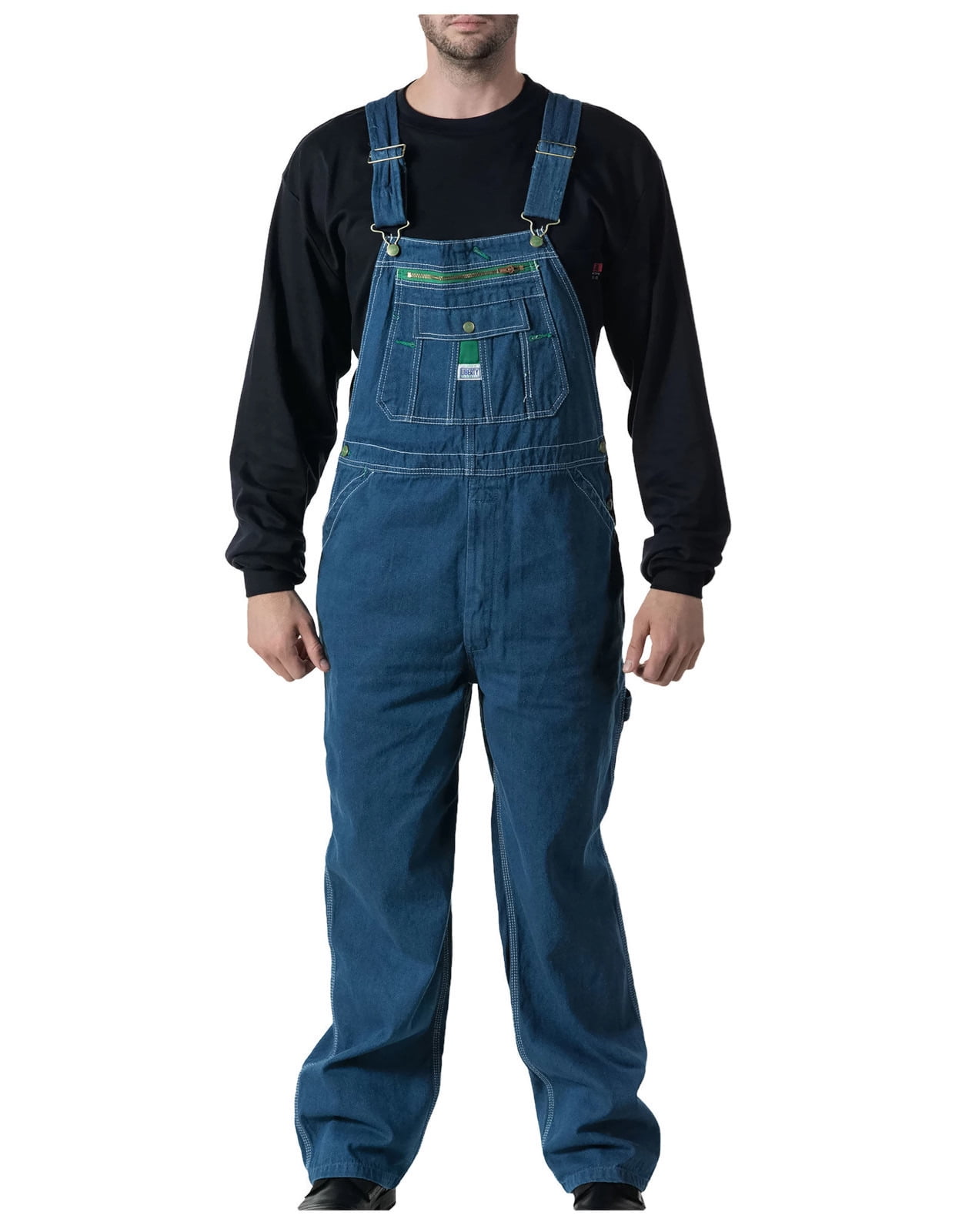 Liberty Salopette à Bavette en Denim Rigide pour Hommes, 34W x 32L, Denim
