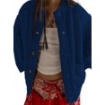 thumbnail image 3 of Womens Oversized Cardigan Long Sleeve Button Down Chunky Knit Loose Fall Sweater Coats Dark Blue XL, 3 of 8