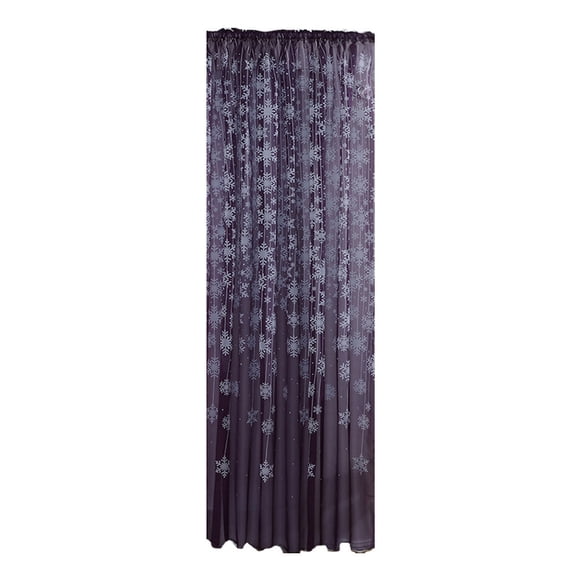 Christmas Snowflake Window Curtain Voile Drape Valance | Sheer Light Filtering Window Treatment | Soft Scalloped Edge Decorative Curtain for Living Room Bedroom Kitchen Home Decor