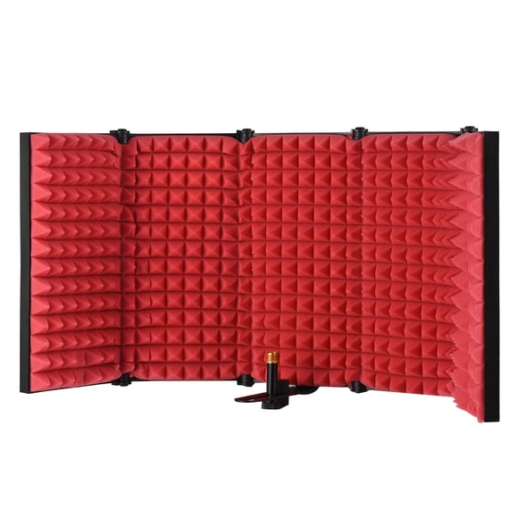 Graflsoa Foldable Portable Soundproof Shield with 5-Panel Design, ABS+Sponge Construction, Red Color, Ideal for Outdoor Recording and Noise Reduction