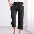 thumbnail image 1 of DPTALR Womens Casual Solid Color Elastic Loose Pants Straight Wide Leg Trousers With Pocket, 1 of 5