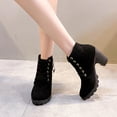 thumbnail image 1 of LSLJS Bottes pour Femmes Rétro Épaisses Heel High Heel Chaussures Bottes Grande Taille Bottes à Lacets, Bottines et Bottillons pour Femmes, Bottes pour Femmes, 1 of 5