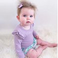 thumbnail image 3 of Newborn Baby Girl Boy Ruffled Long Sleeve Romper Solid Color Casual Bodysuit Spring Fall Clothes, 3 of 6