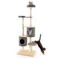 thumbnail image 1 of Costway Arbre à Chat en Bois à Plusieurs Couches de 75 Pouces Tour Intérieure Centre d'Activités et de Jeu avec 2 Condos, 1 of 10