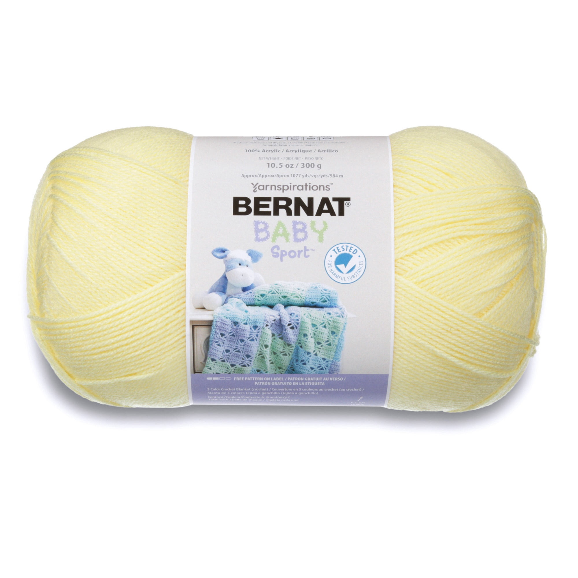 Bernat® Baby Sport bb™ Fil acrylique n° 3 DK (léger), jaune bébé 10,5 oz/300 g 1 077 yards