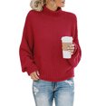 thumbnail image 2 of IROINID Chandail en Tricot pour Femmes Col Rond Couleur Unie Ample Mi-Longueur Manches Longues, 2 of 5
