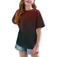 thumbnail image 3 of DecSea Girls Short Sleeve T shirt Kids Summer Oversized Gradient Crew Neck Tops Casual Basic Tee 5-14Years, 3 of 8