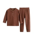 thumbnail image 2 of RXIRUCGD Baby Children's Winter Solid Striped Home Clothes Suit( Coffee, Size:130 ), 2 of 3