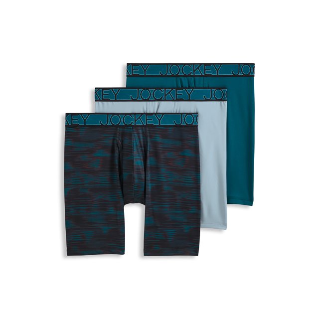 Jockey Men's Active Microfiber 9" Long Leg Boxer Brief - 3 Pack