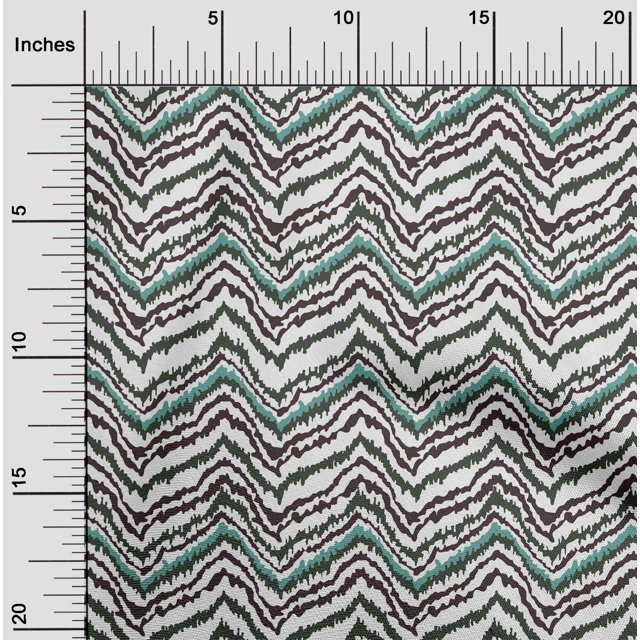 oneOone Cotton Silk Fabric Chevron Flame Stitch Print Sewing Fabric BTY 42 Inch Wide