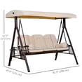 thumbnail image 3 of Outsunny Balançoire de Porche 3 Places, Chaise Balançoire d'Extérieur Robuste, Beige, 3 of 10