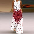 thumbnail image 2 of Robes d'Été pour Femmes 2022 Mode Femme Été Décontractée Imprimé Col en V Aguichant Sans Manches Robes Longues, 2 of 3