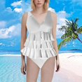 thumbnail image 2 of Duoif Maillot de Bain une Pièce pour Femme, Maillot de Bain pour Femme à Volants, Maillot Gainant Couvrant, Robe de Bain Rétro, Tenue de Bain, Maillots de Bain pour Femme, Contrôle du Ventre, Maillots de Bain pour Femme Blanc P, 2 of 4