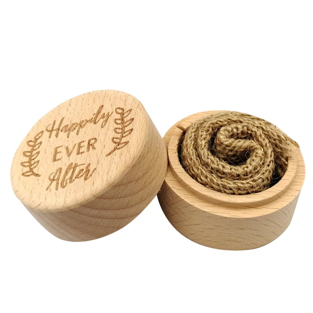 Langgg Rustic Wedding Wood Ring Holder Wedding Ring Bearer Box Engagement Engraving Wooden Rings Box