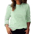 thumbnail image 4 of Chandails et T-Shirts Athlétiques pour Femmes Chandail à Rayures à Manches Longues pour Femmes Col Rond Chandail à Enfiler Hauts Chandail Ample Chandail à Manches Longues Chandails de Course pour Femmes P-65 Vert m, 4 of 8