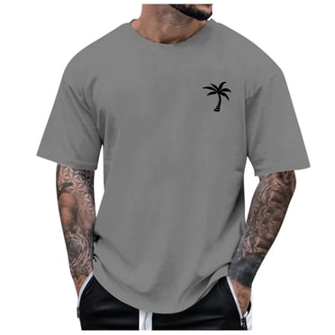 Male Summer Beach Little Tree Print T Shirt Blouse Short Sleeve O Neck Tops T Shirt Cat Shirts for Men Running Shirts Mens Socks Size 9-11 Mens Novelty T Shirts Large Mens Shirts Cool T Shirts for Men