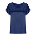 thumbnail image 5 of EQWLJWE Hauts d'Été pour Femmes Hauts pour Femmes Liquidation Mode T-Shirt d'Été pour Femme à Col Rond Uni à Manches Courtes Aguichant Blouse, 5 of 5