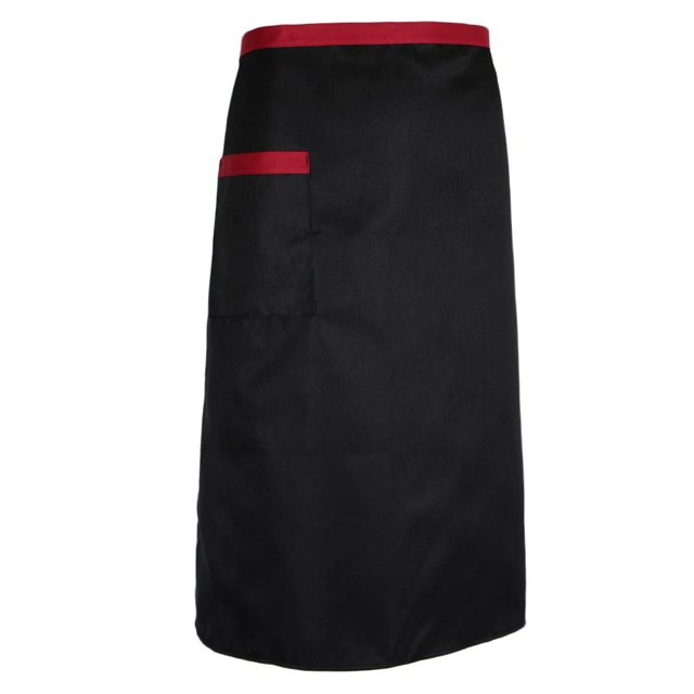 Milaget Durable Half Size Waist Kitchen Apron Catering Chef Hotel Cook Server Waiter Pub Black