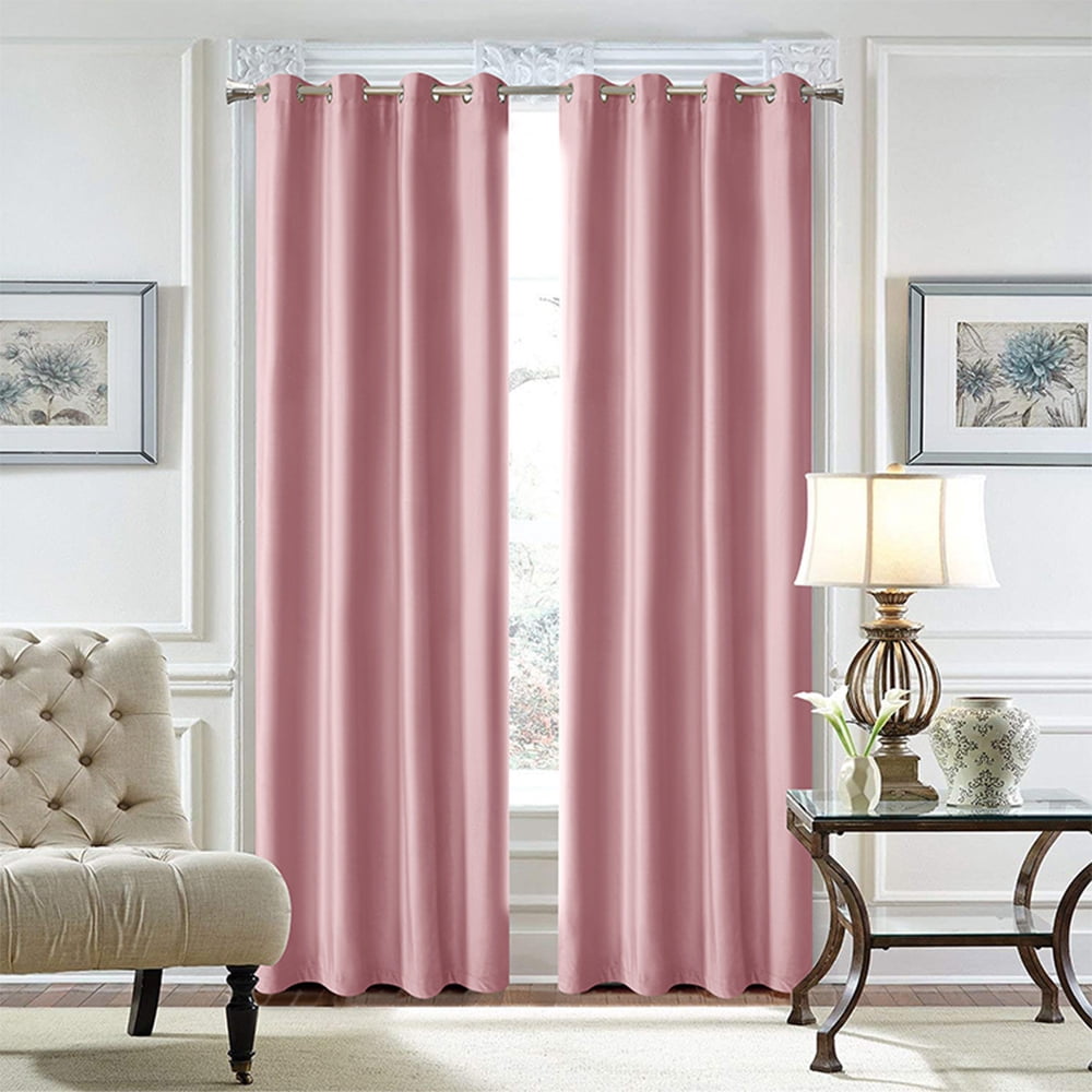 Innerwin Rideaux Protection UV Occultants Écoénergétiques de Luxe à Oeillets Couleur Unie Rideaux Fenêtre Rose L:52"Xh:84 Pouces