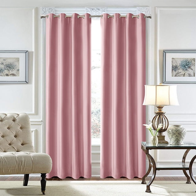 LUXUR Rideau Occultant Protection UV Draperies Écoénergétiques Oeillets de Fenêtre Rideaux Isolés Thermiques Luxe Rose L:42 Pouces H:63 Pouces