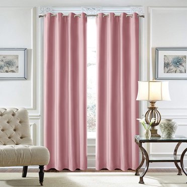 LUXUR Rideau Occultant Protection UV Draperies Écoénergétiques Oeillets de Fenêtre Rideaux Isolés Thermiques Luxe Rose L:52"Xh:84 Pouces
