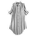 thumbnail image 5 of Ovbmpzd Women Shirts Striped Linen Black Long Sleeve Plus Size Button Down Shirts Collared Work Spring Tops for Women 5XL, 5 of 5