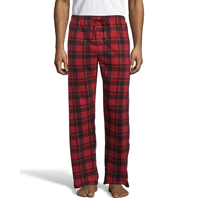 Hanes Mens Micro Fleece Pant, 4XL, Red/Black Plaid