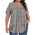 thumbnail image 3 of DDAPJ pyju Hauts Boho pour Femmes Grande Taille T-Shirts Graphiques Floraux Col Rond Manches Courtes Blouse d'Été Décontractée Tunique Coupe Ample Chemise Cache-Ventre Soldes d'Aujourd'hui Orange G, 3 of 9