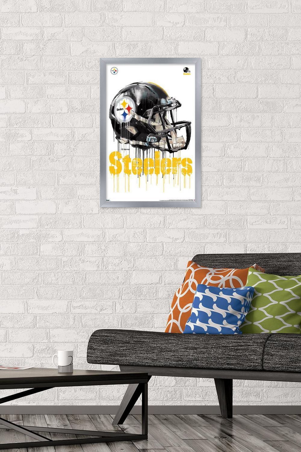 NFL Pittsburgh Steelers - Drip Helmet 20 Wall Poster, 22.375" x 34" Framed