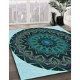 thumbnail image 3 of Ahgly Tapis Rectangulaire Lavable en Machine Intérieur Transitionnel Vert Sarcelle Profond, 2 Pieds x 3 Pieds, 3 of 7