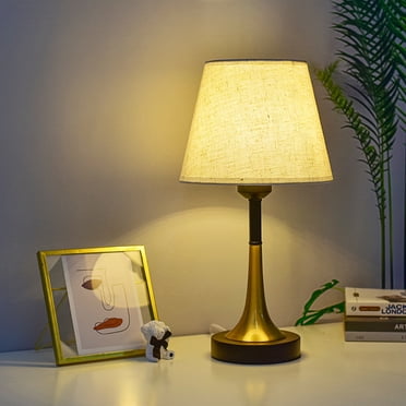 EGNMCR Bedside Lamp Touching Control Table Lamp With USB Charging Ports Nightstand Lamp With Linen Fabric Shade For Bedroom Living Room, Gift