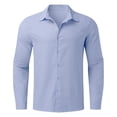 thumbnail image 4 of 2025 Chemise Courte Décontractée Unie d'Été pour Homme Grande Taille Chemise Ample Combinaison Pyjama pour Homme Chemises de Designer à Col Rabattu pour Homme Chemise à Manches Longues pour Homme, 4 of 5