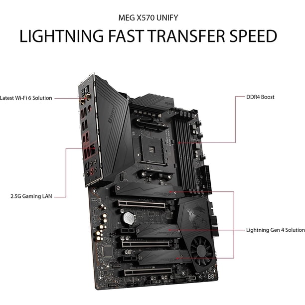 MSI MEG X570 UNIFY ATX Gaming Motherboard for AMD AM4, DDR4, PCIe