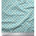 thumbnail image 1 of Soimoi Green Satin Silk Fabric Square & Triangle Geometric Print Fabric by Yard 42 Inch Wide, 1 of 3