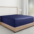 thumbnail image 1 of California Design Den Queen Bed Fitted Sheet, 1 Pc - Soft 100% Cotton Sateen, Deep Pockets, Durable All-Around Elastic - Navy Blue, 1 of 10