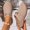 thumbnail image 2 of FRSASU Mules for Women Comfort Clogs Closed Toe Sandals Summer Slip on Wedge with Adjustable Hook Loop Beige, 2 of 9