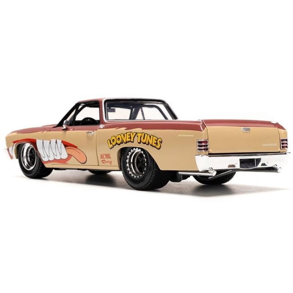 Jada JA35130 1967 Chevrolet El Camino with Graphics & Tasmanian Devil Taz Diecast Figure Looney Tunes Hollywood Rides Series 1-24 Scale Diecast Model Car, Brown & Beige