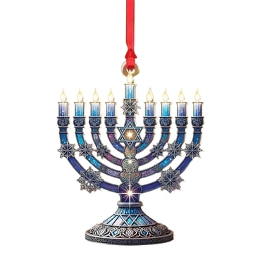 Ornement de Hanukkah Coloré avec Design Étoile de David et Flocon de Neige, Décoration de Vacances Bleue et Blanche pour Arbre, Miroir de Voiture Ou Cadeau, Accessoire de Célébration Juive Symbolique