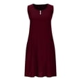 thumbnail image 4 of yoeyez Robes d'Été pour Femmes 2025 Tendance Coton Lin Grande Taille Robes Maxi Sans Manches Col Rond Robe Unie Vin,TG, 4 of 6