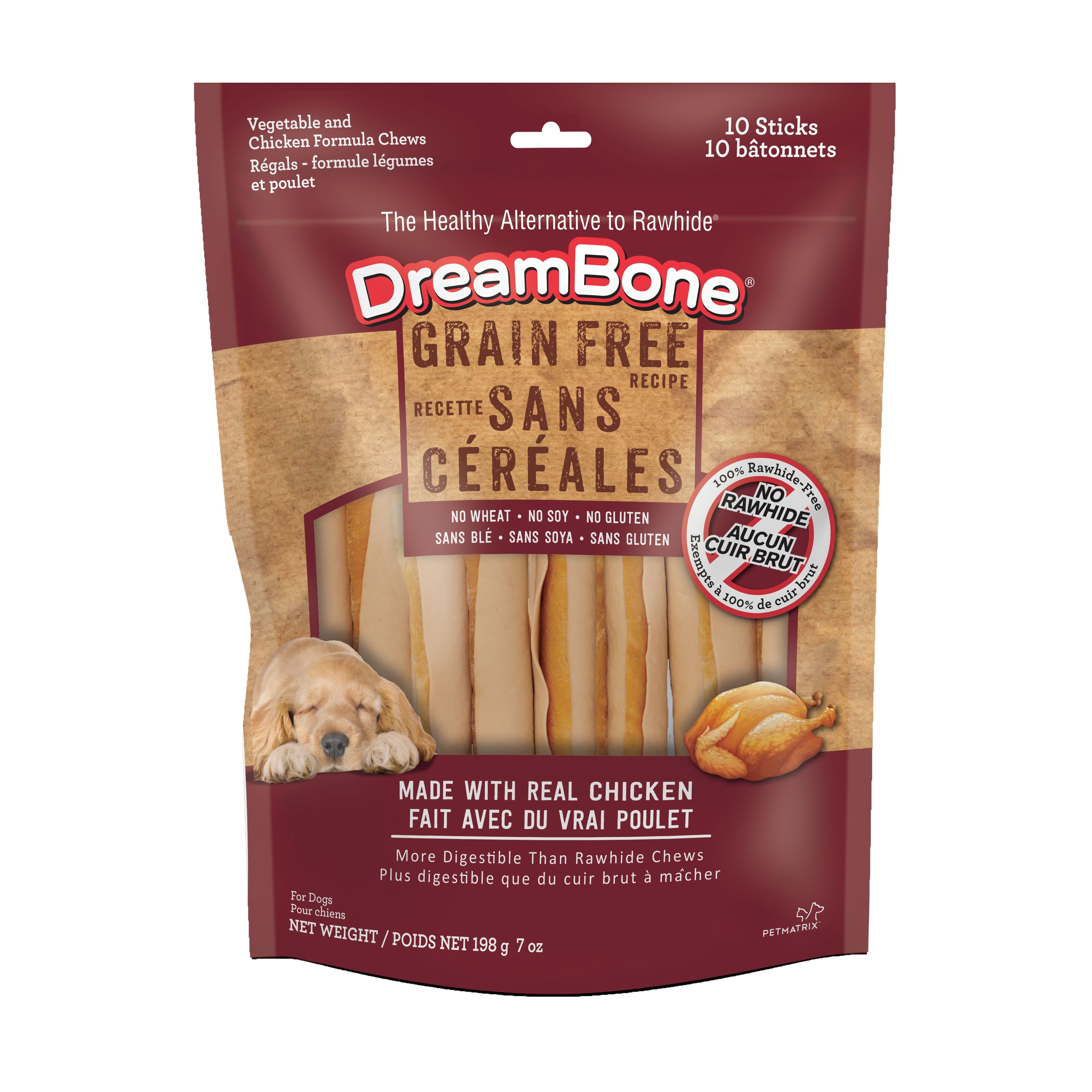 DreamBone DreamSticks sans grains – Friandises pour chiens sans cuir brut, avec vrai poulet et légumes, faciles à digérer