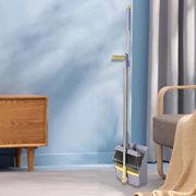 PEONAVET portable broom Brooms Indoor 180 Degree Rotatable Standing Storage Buckle Type Brooms and Dustpan Set with Scraping Teeth and Scraper Cleaning Suitable for Home