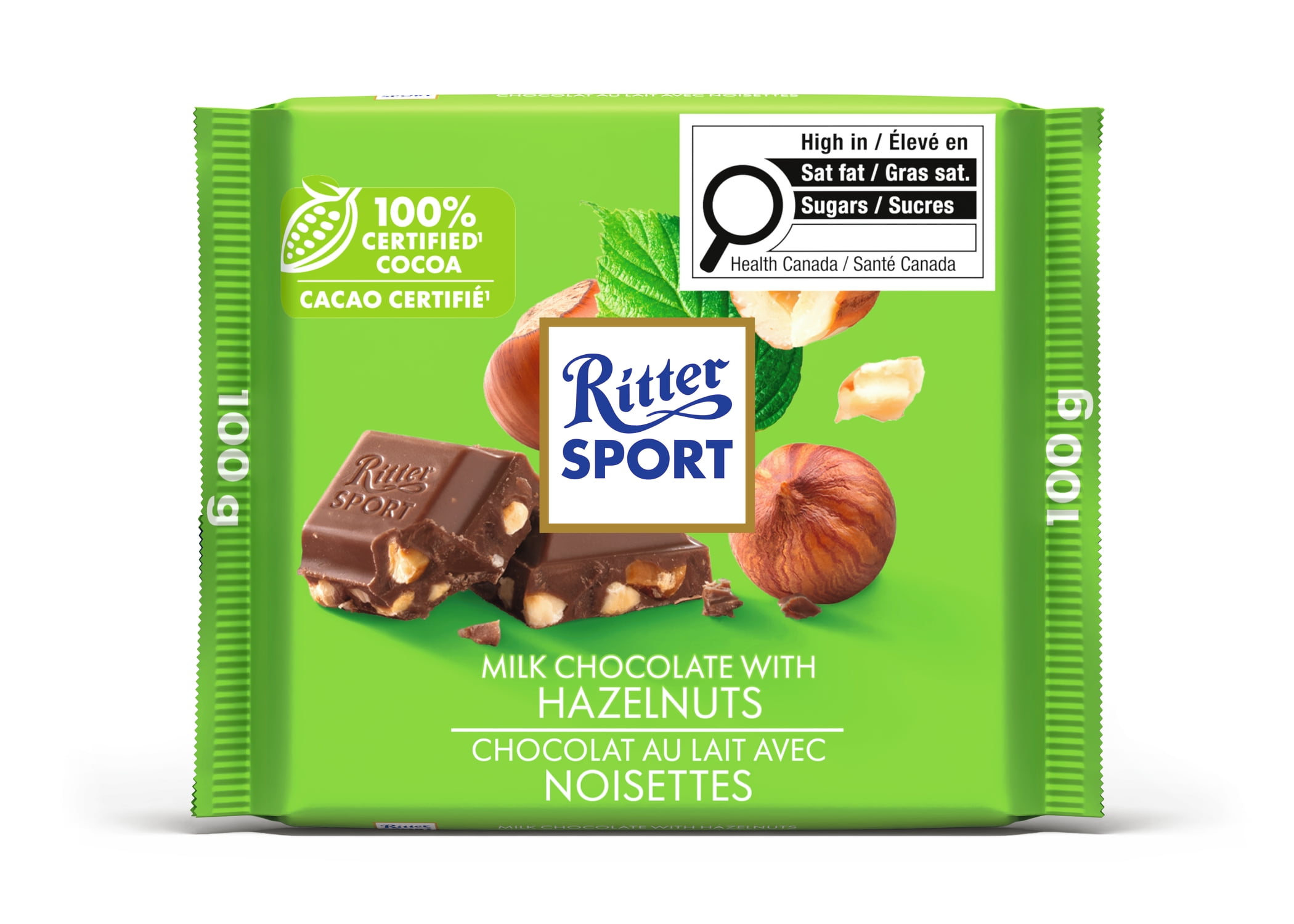 Ritter Sport Milk Chocolate with Chopped Hazelnuts, 100 g