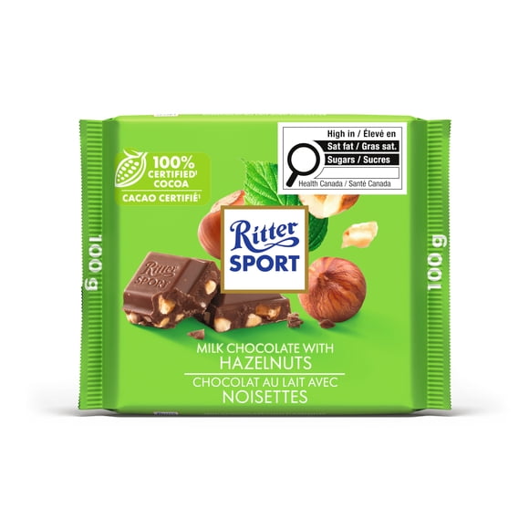 Ritter Sport Milk Chocolate with Chopped Hazelnuts, 100 g