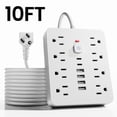 thumbnail image 3 of Surge Protector with 14 Functions, Featuring 8 AC Outlets And 6 USB Ports (Including 2 Type-C), Designed for Everyday for Home Use with Overload Safety, 3 of 11